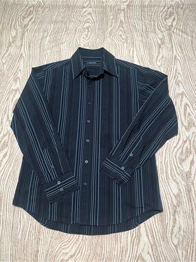 Red Level Nine Men’s L Striped Long Sleeve Shirt Navy Blue Stretch